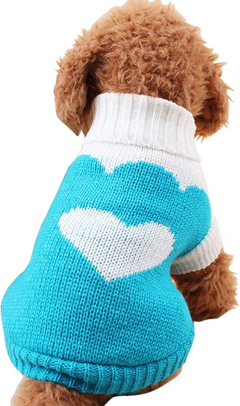 Pet Dog Sweaters Classic Knitwear Turtleneck Winter Warm Puppy Clothing Cute Strawberry and Heart Doggie Sweater