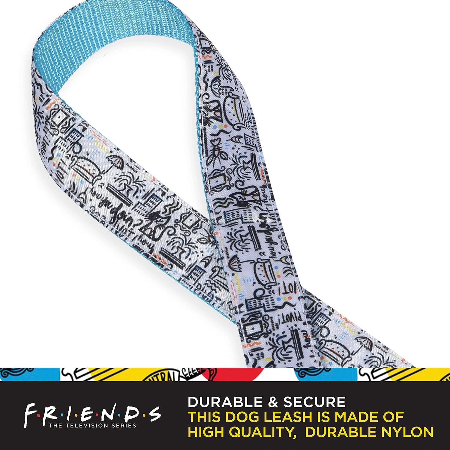 Friends TV Show City Doodle Dog Leash, Attaches to Harness - Friends Dog Lead, Puppy Leash, Leash for Dogs, Dog Leashes, Cute Dog Leash, Blue Dog Leash, Friends Pet Leash for Puppy, Dog Walking Leash