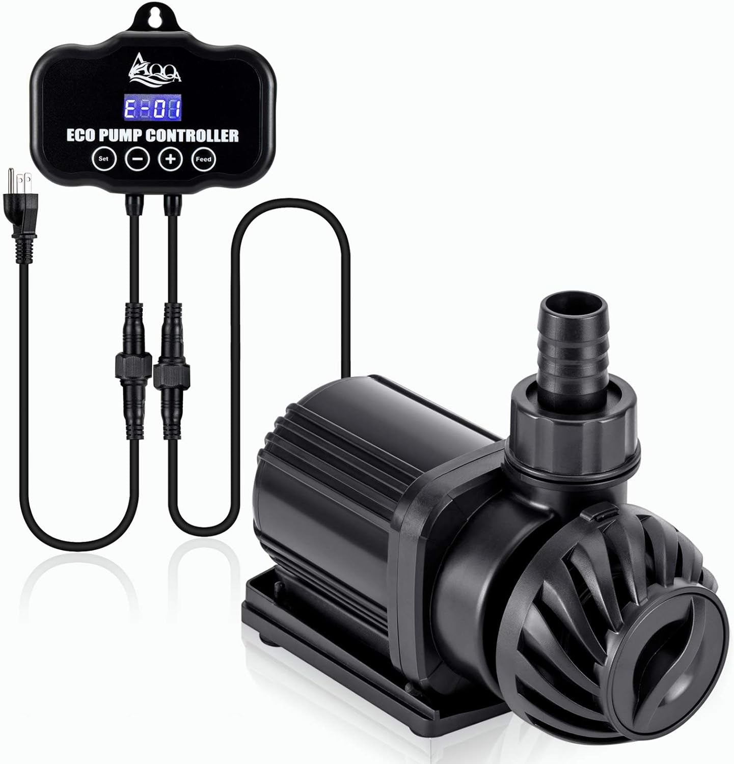 800-3200GPH Controllable Water Pump,Circulation Make Wave/Feed Mode/20 Options Flow Adjustable Multifunction Submersible or External Powerful Return Pump for Saltwater & Freshwater Fish Tank