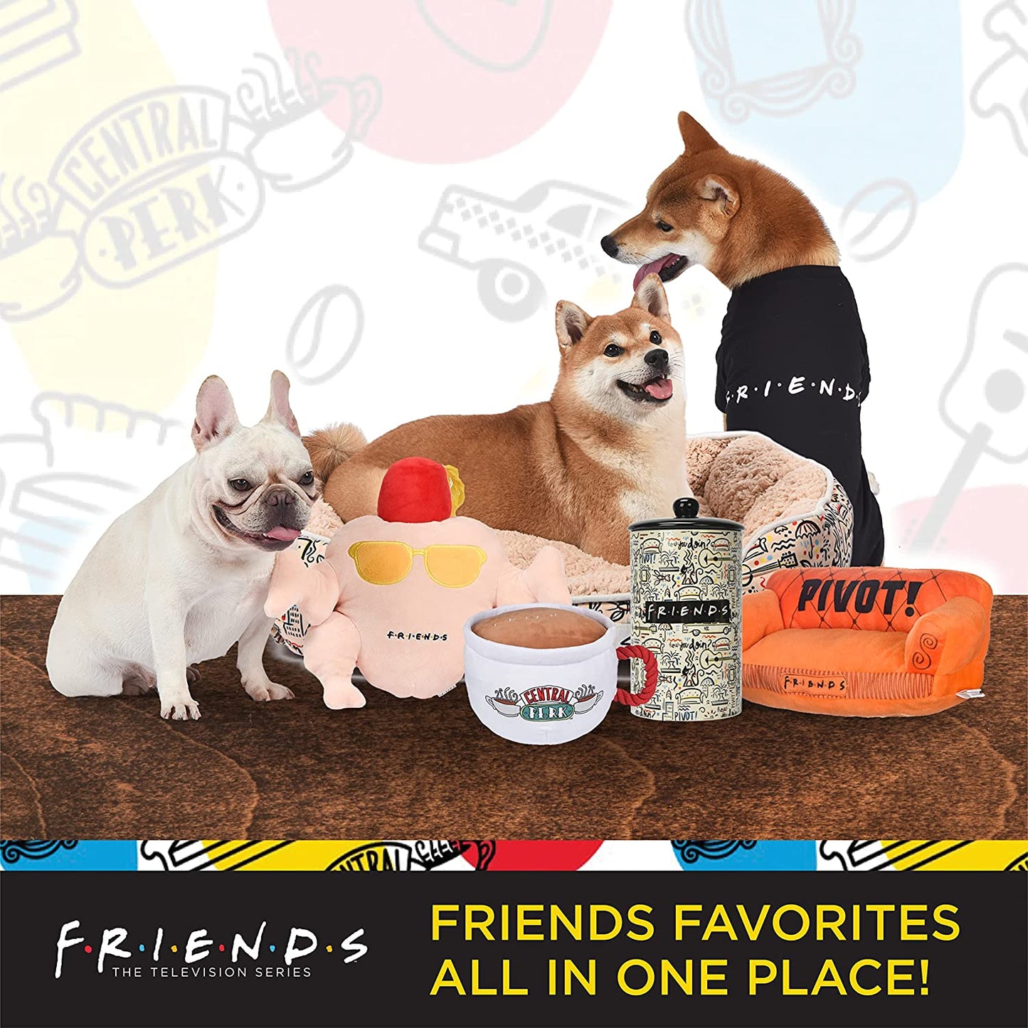 Friends TV Show Iconic Graphics Dog Collar - Friends Dog Collar, D Ring Collar, Cute Dog Collar, Puppy Collar, Collars for Dogs, Friends Pet Collar, Black Collar, Red Collar, Nylon Dog Collar