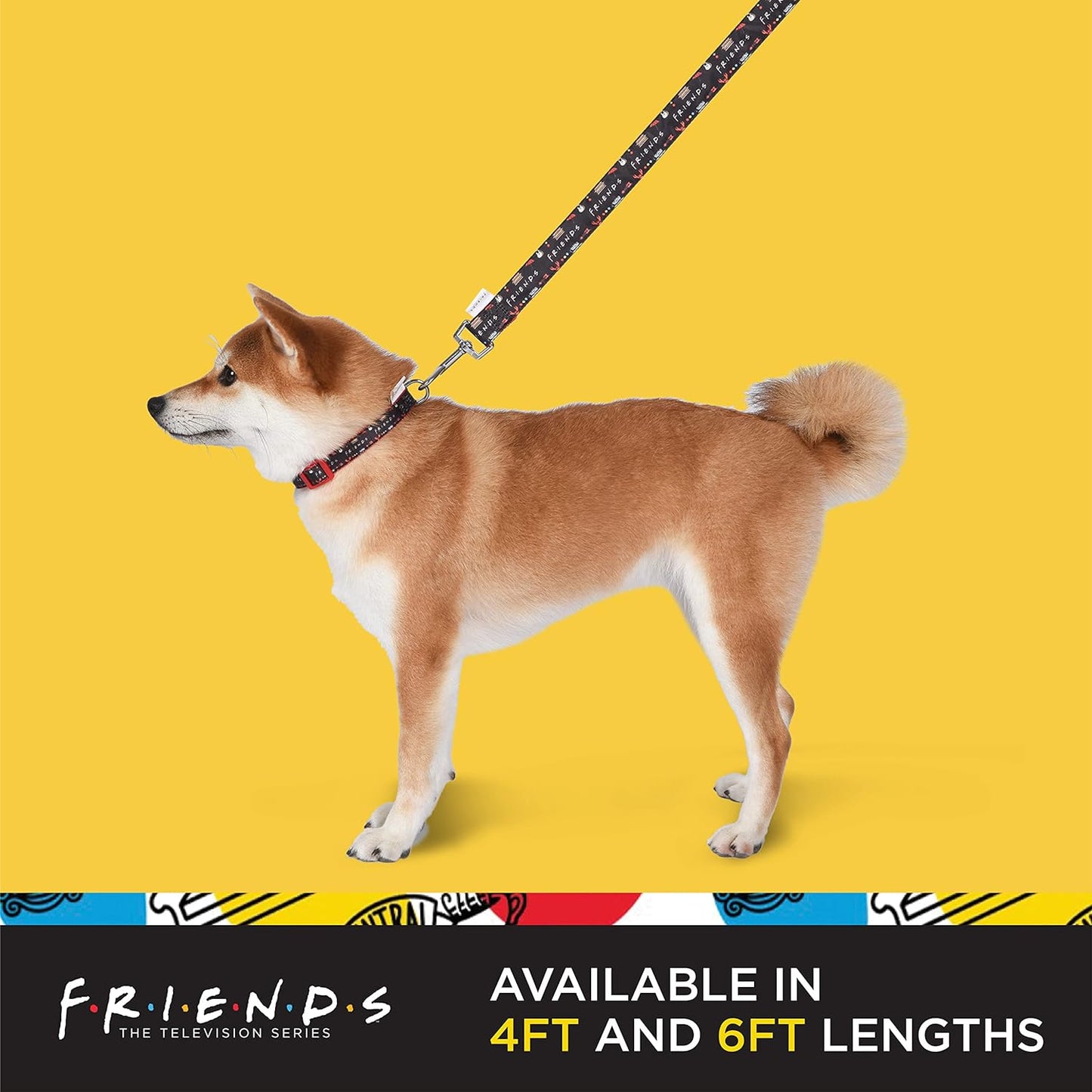 Friends TV Show Iconic Graphics Dog Leash - Friends Dog Lead, Puppy Leash, Leash for Dogs, Dog Leashes, Cute Dog Leash, Black Dog Leash, Red Dog Leash, Friends Pet Leash for Puppy, Dog Walking Leash