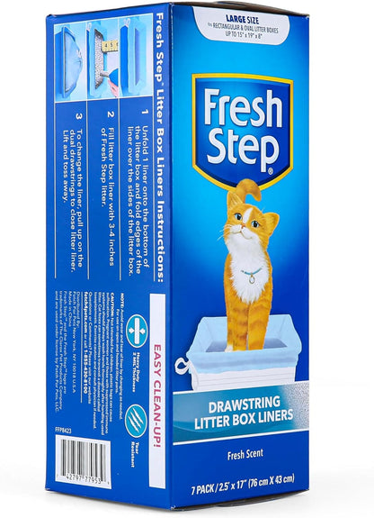 Drawstring Cat Litter Box Liners, Scented and Unscented Cat Liners-7 Count Cat Litter Liners-Kitty Litter Bags, Cat Litter Bags, Cat Litter Box Supplies, Litter Box Bags, Kitty Litter Liner