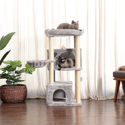 Cat Tree,Multi-Level Cat Condo for Large Cat Tower Furniture with Sisal-Covered Scratching Posts, 2 Plush Condos, Big Plush Perches