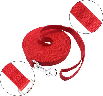 15Ft 20Ft 30Ft 40Ft 50Ft Long Dog/Puppy Lead Obedience Recall Training Dog Leashes for Small Medium Dogs Camping, Training, Play, or Backyard (15 FT, Red)