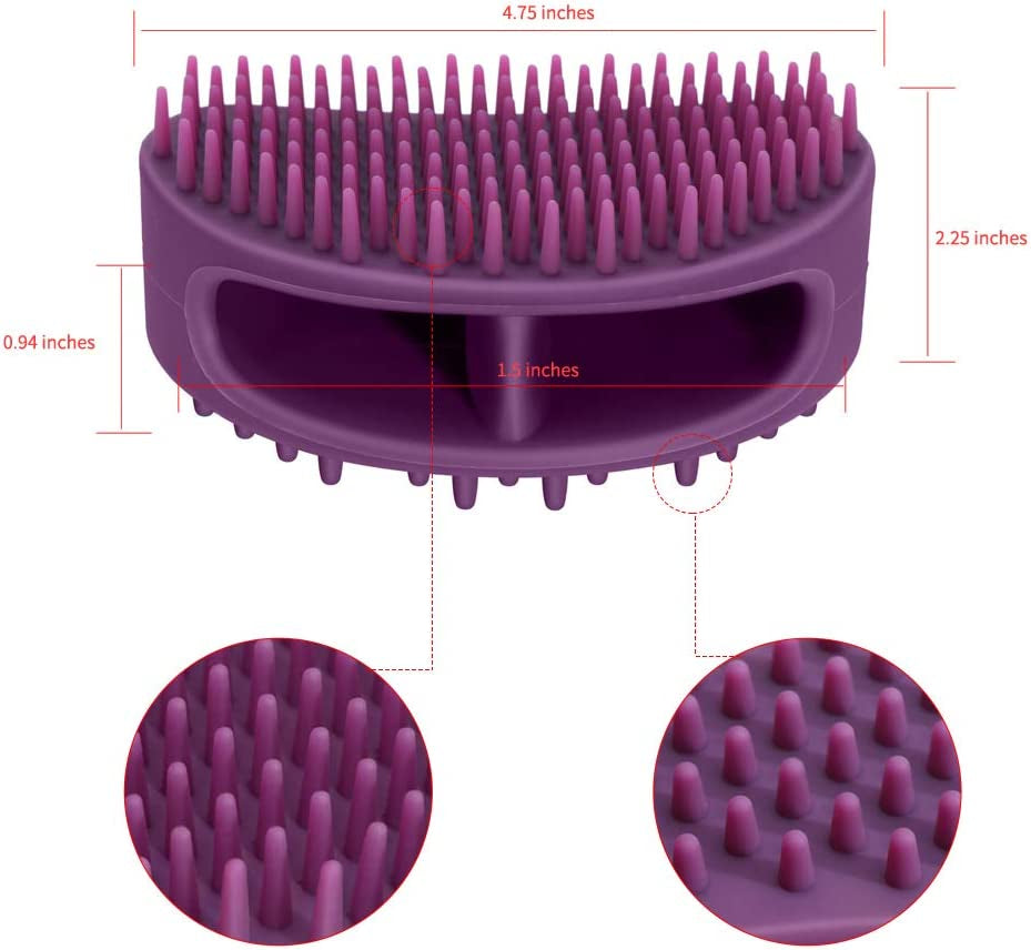 Dog Brush & Cat Brush, Soft Silicone Dog Grooming Brush, Pet Bath & Massage Brush for Cats and Dogs with Short or Long Hair, Cat Slicker Shedding Hair Brush for All Pet Sizes Purple