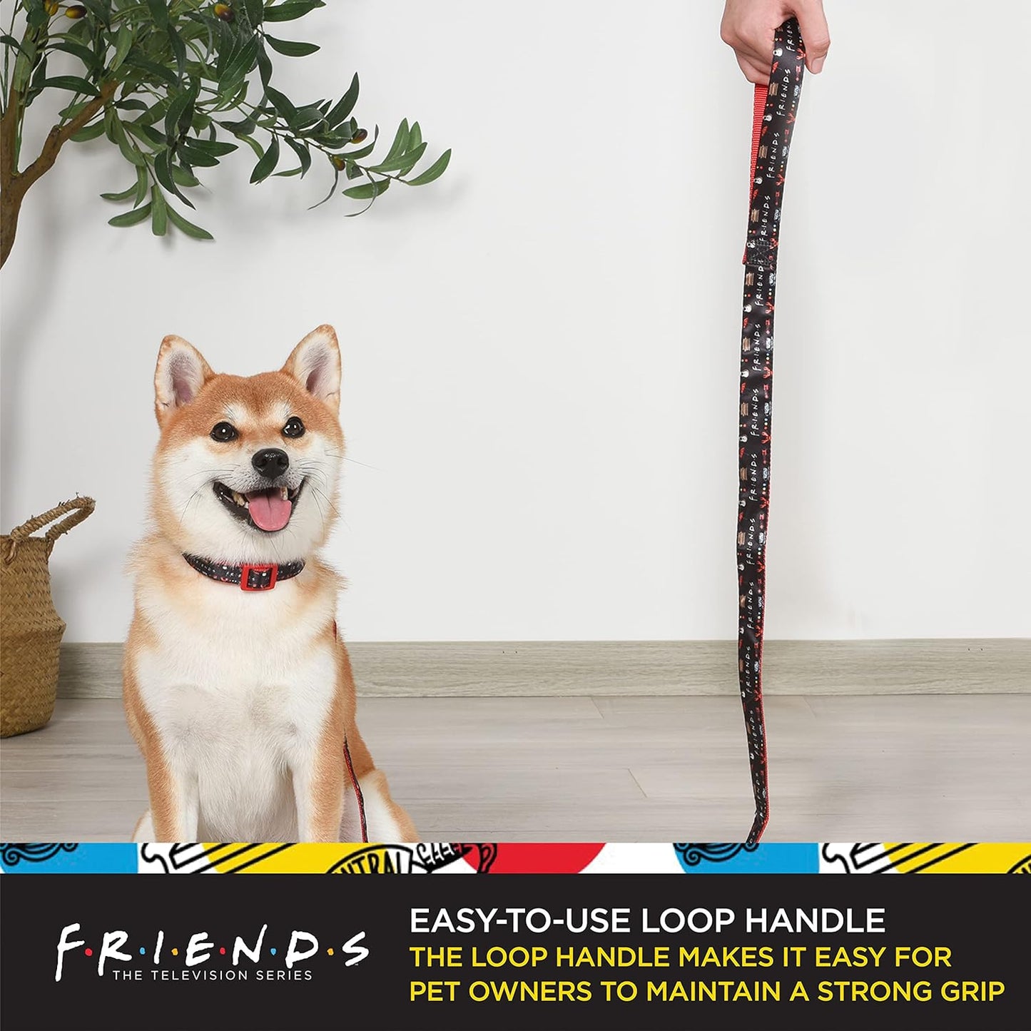 Friends TV Show Iconic Graphics Dog Leash - Friends Dog Lead, Puppy Leash, Leash for Dogs, Dog Leashes, Cute Dog Leash, Black Dog Leash, Red Dog Leash, Friends Pet Leash for Puppy, Dog Walking Leash