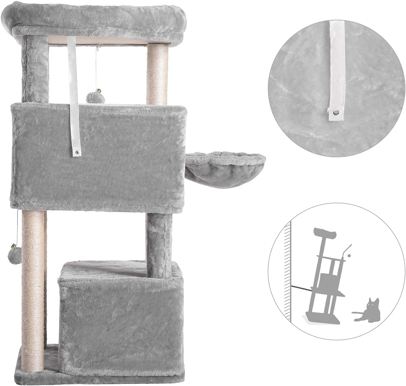 Cat Tree,Multi-Level Cat Condo for Large Cat Tower Furniture with Sisal-Covered Scratching Posts, 2 Plush Condos, Big Plush Perches