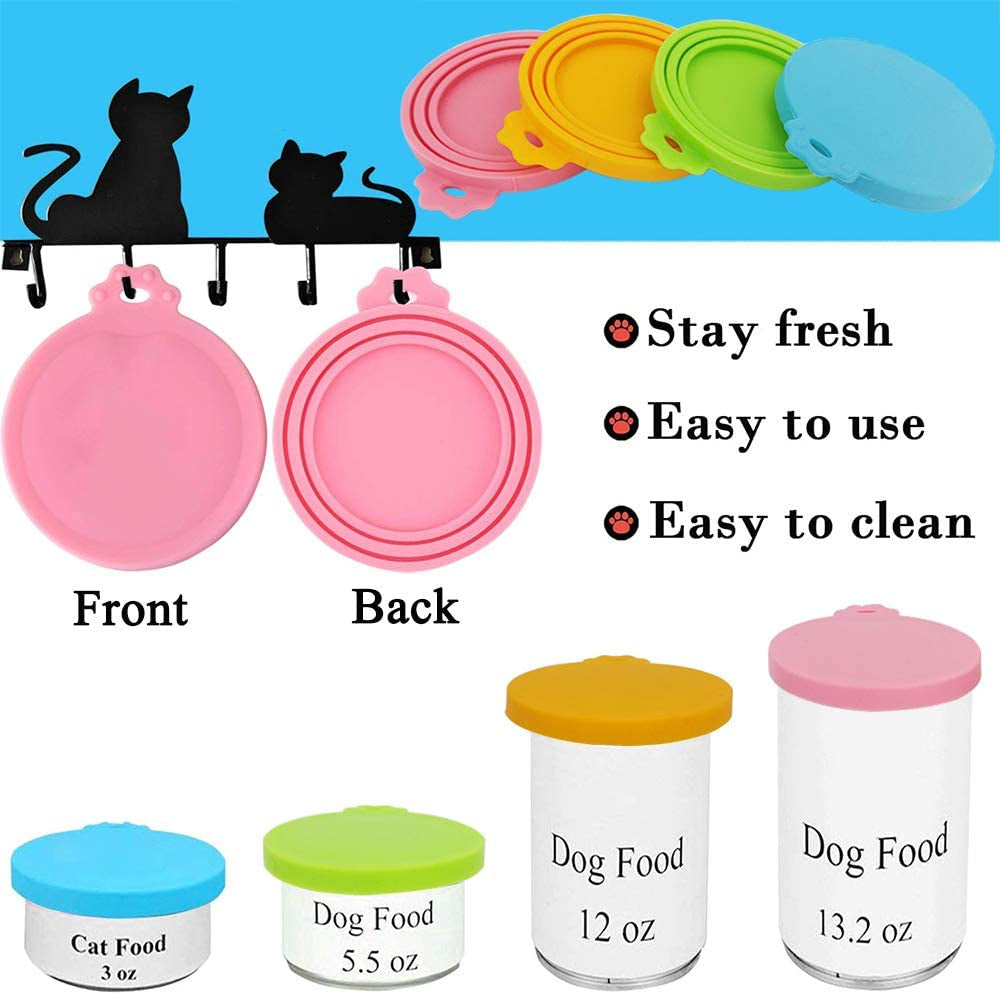 Food Can Lids, Universal BPA Free Silicone Can Lids Covers for Dog and Cat Food, One Can Cap Fit Most Standard Size Canned（4 Pack Multicolor