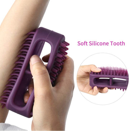 Dog Brush & Cat Brush, Soft Silicone Dog Grooming Brush, Pet Bath & Massage Brush for Cats and Dogs with Short or Long Hair, Cat Slicker Shedding Hair Brush for All Pet Sizes Purple