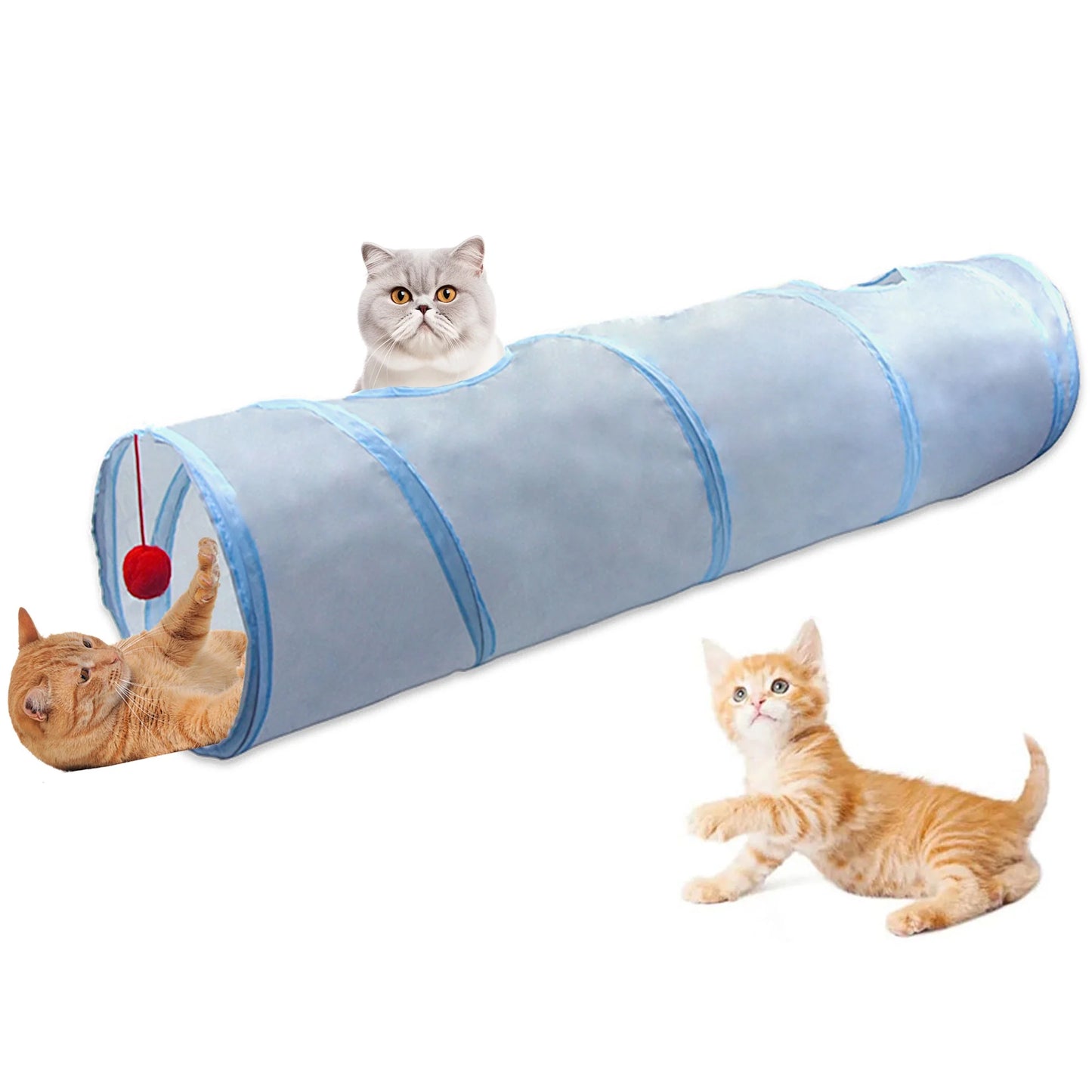 21PCS Cat Toys Kitten Toys Combination Tunnel Interactive Grayish Blue 2 Way Cat Toys Cat Tunnel Tease Cat Stick Colorful Mouse Plush Ball Bell Ball for Cats