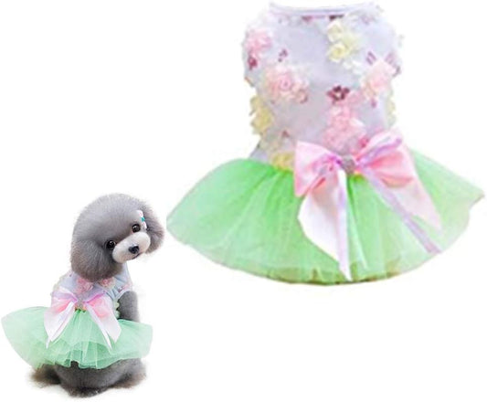 Pet Dog Dress Cute Girl Dogs Lace Skirt Puppy Princess Jumpsuit Party Floral Dresses Ribbon Bow Doggie Costumes